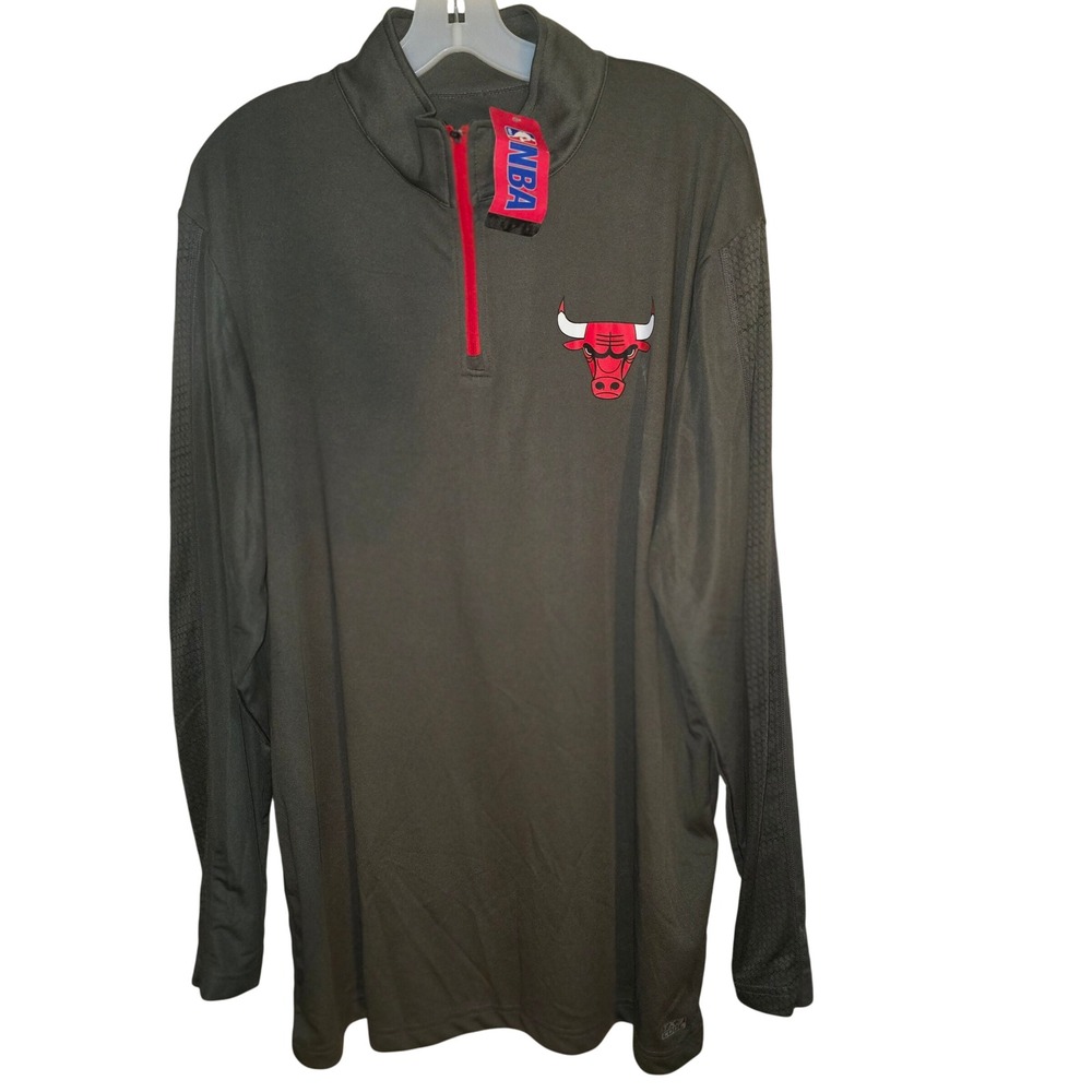 NBA Chicago Bulls‎ Quarter Zip Pullover Long Sleeve Shirt Men's XL TX Cool Gray